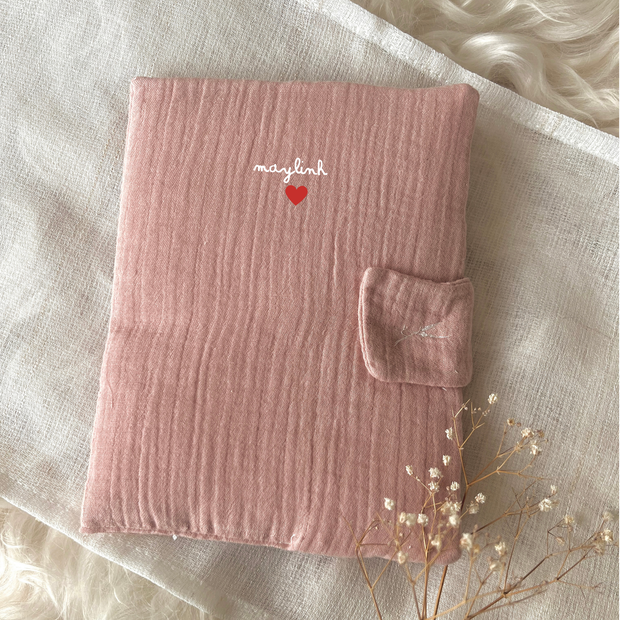 Protège carnet de santé personnalisé - Vieux rose